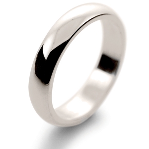 D Shape Medium -  4mm (HD4 W) White Gold Wedding Ring
